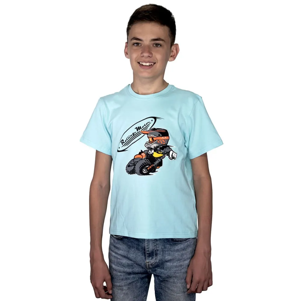 6430474-931-7537 Футболка Rolling Moto Kids, ц. мятный/голубой 152 см.