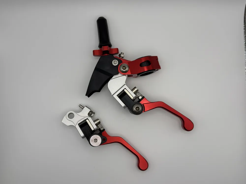 Комплект рычагов сцепление и тормоза (неломайки) CNC 360град ТИП 3 ц. Красный