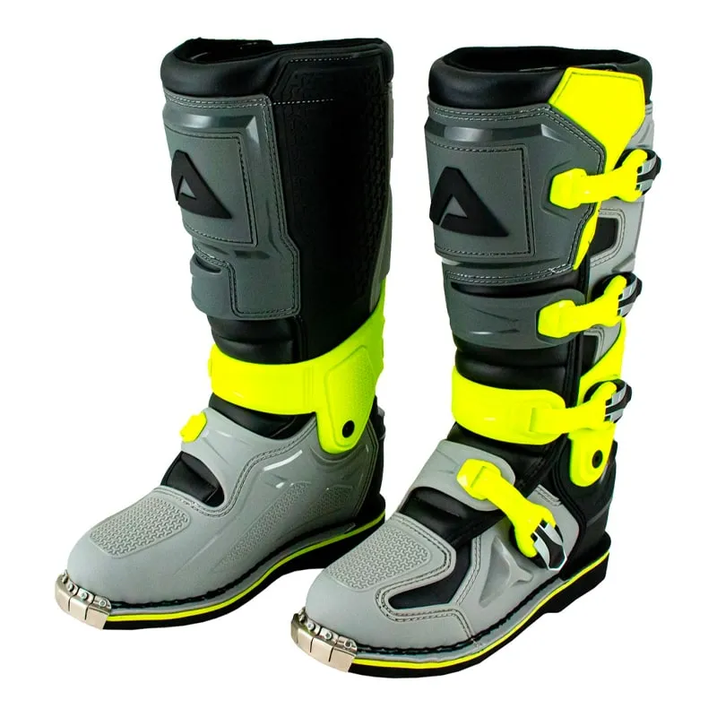020404-872-3132 Мотоботы кроссовые ATAKI MX-003S, серый/Hi-Vis желтый 45