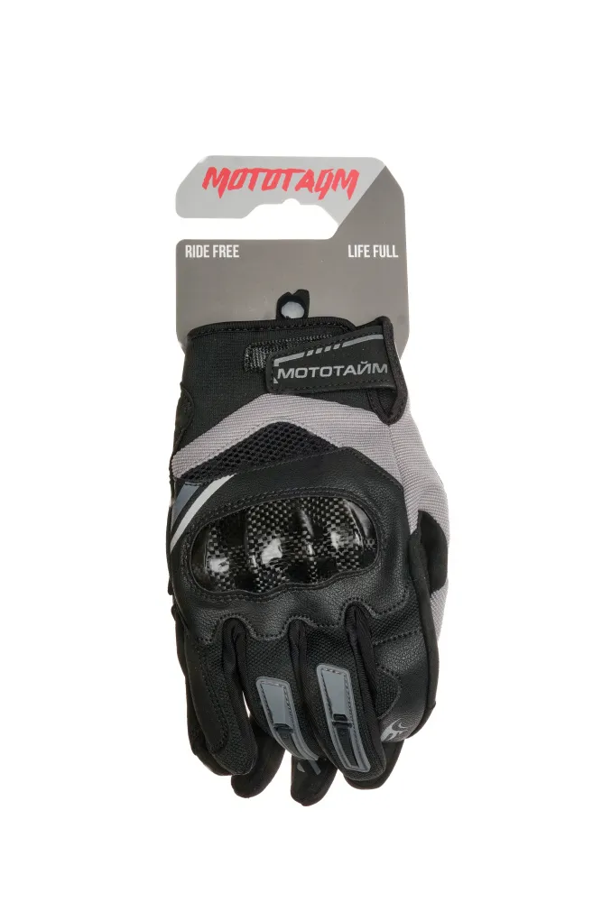 Арт. UB31 Мотоперчатки "МОТОТАЙМ" ц. черный/серый р. XL