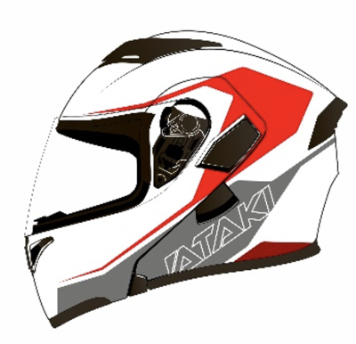 1560463-598-8908 Шлем (модуляр) ATAKI JK902 Spot (р-р XL) красный/серый/белый матовый